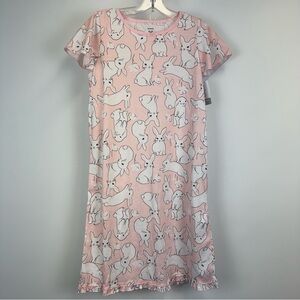 Carter's Nightgown Pajama Bunny Print Gray/Pink Girls Size 12-14 NWT